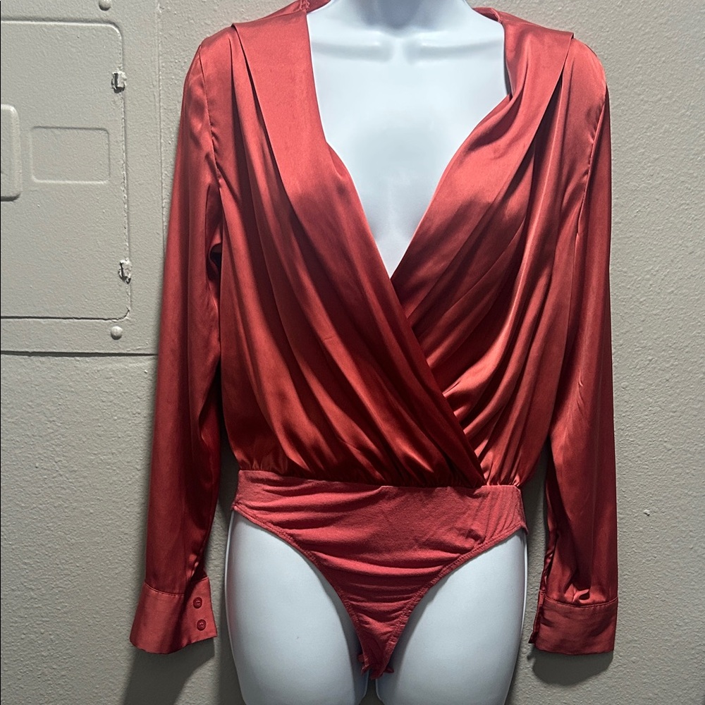 Love Tree Red Satin Bodysuit